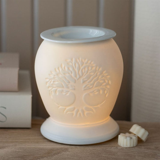 Tree of Life Design White Electric Oil Burner & Wax Warmer