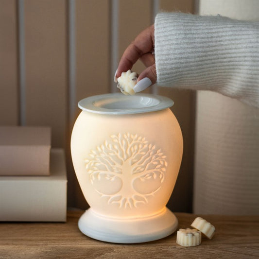 Tree of Life Design White Electric Oil Burner & Wax Warmer